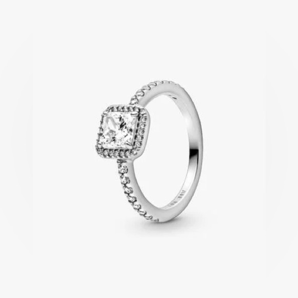 Pandora Square Halo Sterling Silver Ring 60